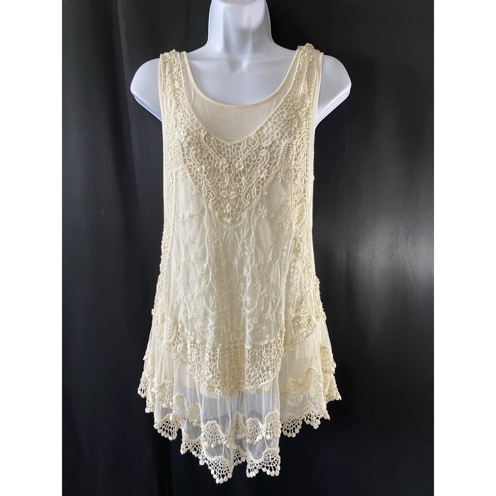 Womens Flowy Ruffle Shirt Fairycore Whimsy Boho Tank Top Size Large Ethereal Fun